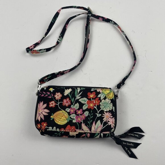 Vera Bradley QuiltedCrossbody RFID Wallet Purse Bag Card Slots Floral Dual Zip - Picture 2 of 15